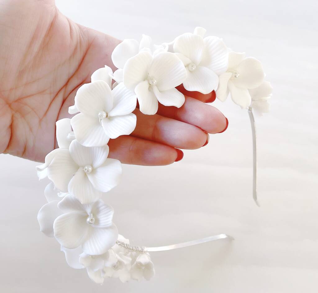 White Flower Bridal Headband, 1 of 4