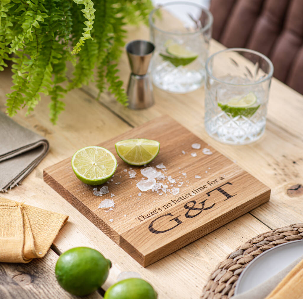 Personalised Fathers Day Gift for Grandad G & T Wooden Chopping Board Gin and Tonic When Life Gives You Lemons add Gin Tonic Gin Lovers