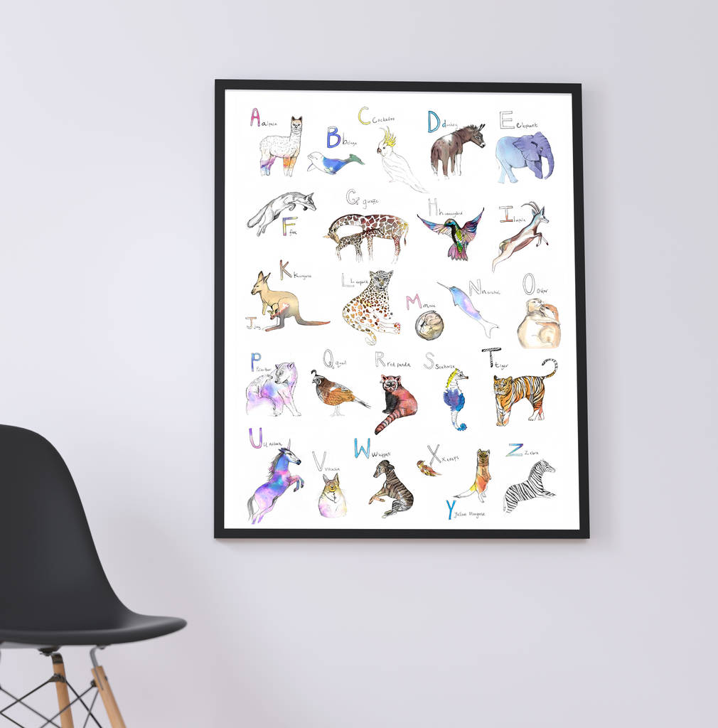 abc animal art print by nina nou