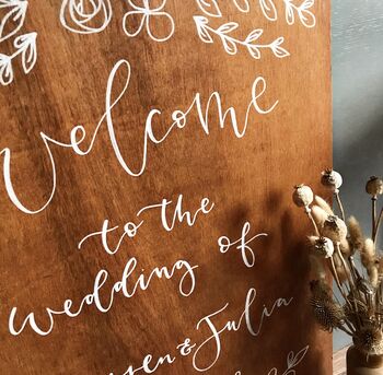 Personalised Welcome Wedding Wooden Sign, 2 of 3