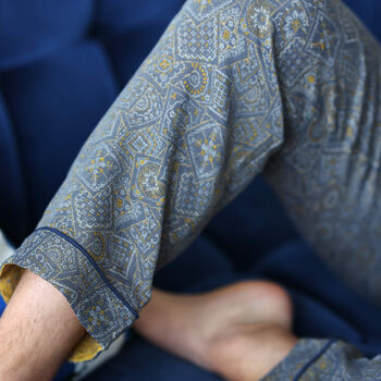 Personalised Men’s Heritage Jacquard Pyjama Set – Pure Cotton, 4 of 12