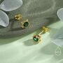 Sterling Silver Emerald Green Cz Cat Stud Earrings, thumbnail 3 of 12
