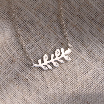 Leaf Family Initials Personalised Necklace In Silver Or Gold, 3 of 6