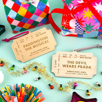 Personalised Musical Show Ticket Details Christmas Bauble, 2 of 5