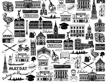 Oxford Illustrated Black And White Print, 5 of 7