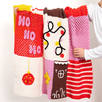 Christmas Patchwork Blanket Crochet Kit, 2 of 12