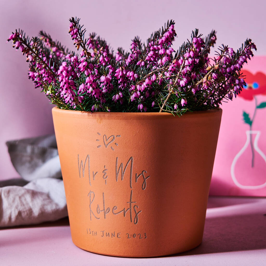 Personalised Mr And Mrs Terracotta Plant Pot