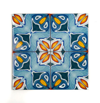 Alhambra Blue Orange Ceramic Tile Large Scale, 8 of 11
