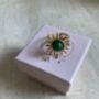 Gold Adjustable Sun Ring Emerald Green, thumbnail 6 of 6