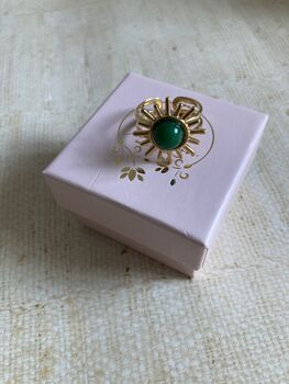 Gold Adjustable Sun Ring Emerald Green, 6 of 6