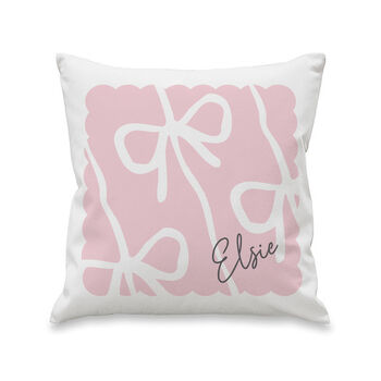Personalised Pink Bow Cushion For Girls’ Bedroom, 4 of 4