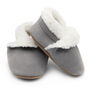 Dotty Fish Pale Grey Soft Suede Baby And Toddler Slippers, thumbnail 1 of 8