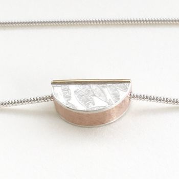 'Half Round' Silver And Brass Embossed Necklace, 3 of 8