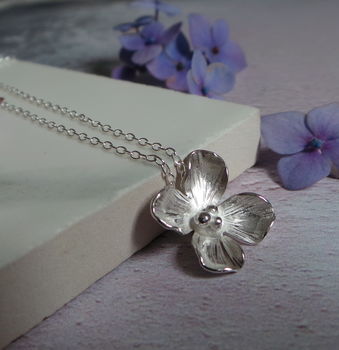 Handmade Hydrangea Silver Necklace, 2 of 5