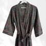 Grey And Pink Flower Print Cotton Dressing Gown Kimono, thumbnail 1 of 2