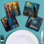 Mystic Felines Set Of Four Pu Leather Coasters, thumbnail 4 of 8