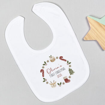 Personalised First Christmas Bodysuit / Babygrow Wreath, 5 of 7