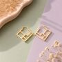Square Art Deco Geometric Silver Hoop Earrings, thumbnail 4 of 7
