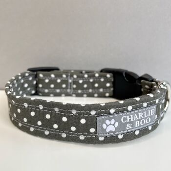 Grey Polka Dot Collar And Lead For Girl And Boy Dogs, 2 of 7