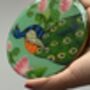 Set Of Four Coasters, Handpainted Peacocks, thumbnail 3 of 11