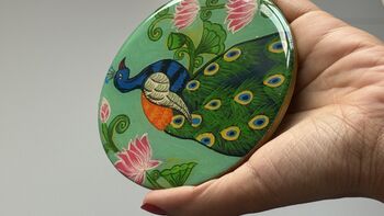 Set Of Four Coasters, Handpainted Peacocks, 3 of 11