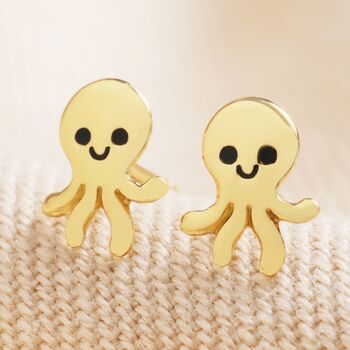 Sterling Silver Octopus Stud Earrings, 4 of 10