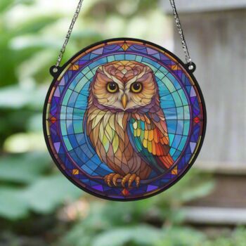 Little Owl Stained Glass Effect Suncatcher, 5 of 6