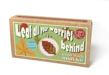 Leaf All Your Worries Behind Mini Matchbox Cross Stitch Kit, 3 of 3