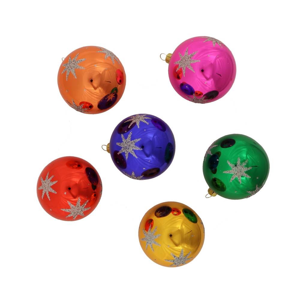 Christmas Silver Star Bauble, Set Of Six Bright By The Conscious ...