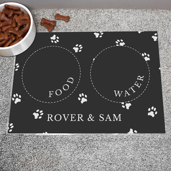 Personalised Black Pet Bowl Mat, 3 of 3