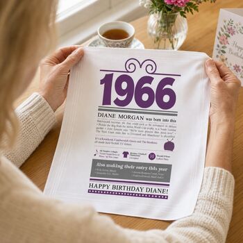 Personalised 60th Birthday 1966 Handkerchief Pair, 4 of 12