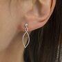 Sterling Silver Leaf Outline Drop Studs Earrings, thumbnail 2 of 3