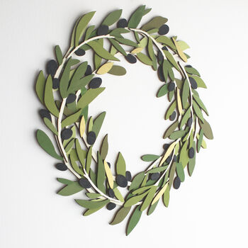 Hand Painted Multi Layered Wooden Olive Wreath, 2 of 4