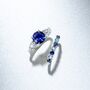 Blue Sapphire And Sky Blue Topaz Half Eternity Ring In Sterling Silver And 18k Gold Vermeil, thumbnail 5 of 11