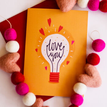 Love You Light Bulb Valentine's Card, 4 of 4