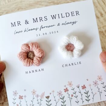 Personalised Crochet Flowers Couple Card, 2 of 4