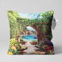 Peacock Cushion Cover With Landscape Painting, thumbnail 1 of 7