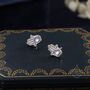 Sterling Silver Moonstone Hamsa Hand Stud Earrings, thumbnail 4 of 10
