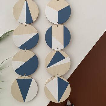 Blue And White Geometric Plywood Wall Hanging Art, 6 of 8