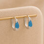 Sterling Silver Turquoise Huggie Hoop Earrings – 10mm, thumbnail 1 of 6