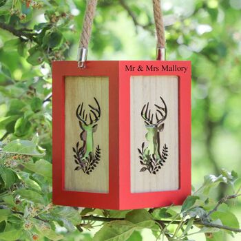 Personalised Red Wood Anniversary Candle Lanterns, 6 of 8