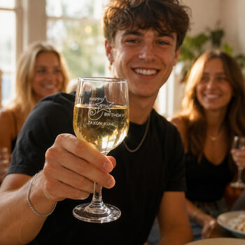 18th Birthday Gift Engraved Wine Glass, 4 of 10