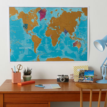 Scratch The World® Watercolour Edition Map With Coin, 2 of 5