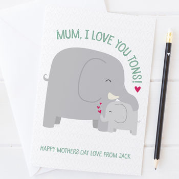 I Love You Tons Elephant Card For Mummy, Mum Or Mama, 3 of 3