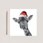 Giraffe Red Hat Christmas Card, thumbnail 2 of 3