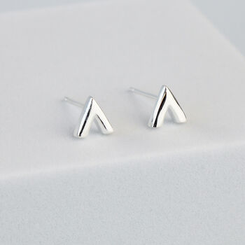 Sterling Silver Simple Chevron Stud Earrings, 2 of 5