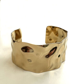 Textured Wide Cuff Bangle Non Tarnish, 3 of 6