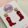 Glitter Cowboy Boot Earrings / Festival Fashion Dangles / Country Western Statement Jewellery / Line Dancing Earrings, thumbnail 11 of 12