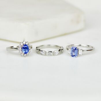 Blue Sapphire Three Stone Engagement Ring, 3 of 3