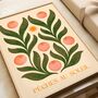 Peaches Botanical Floral Art Print Poster, thumbnail 3 of 4